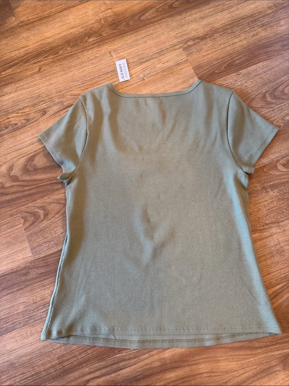 Old Navy Olive Green Scoop-Neck Ribbed Short Sleeve Tee